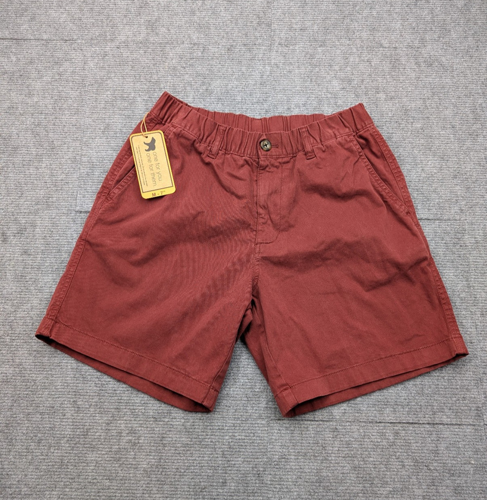 Bear Bottom Stretch Shorts 7" Men Medium Red Elastic Waist Chino Minimal Comfort